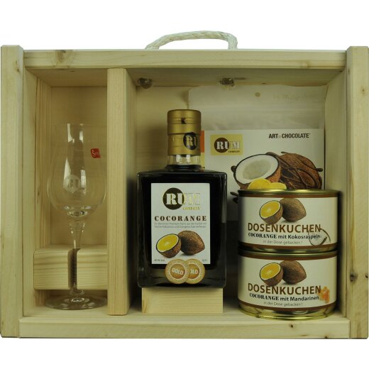 Rum Company Geschenkset  Cocorange 0,5 L+ Schokolade + Dosenkuchen