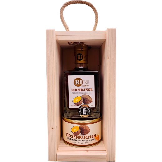 Rum Company Geschenkbox Cocorange 0,5 l + Dosenkuchen